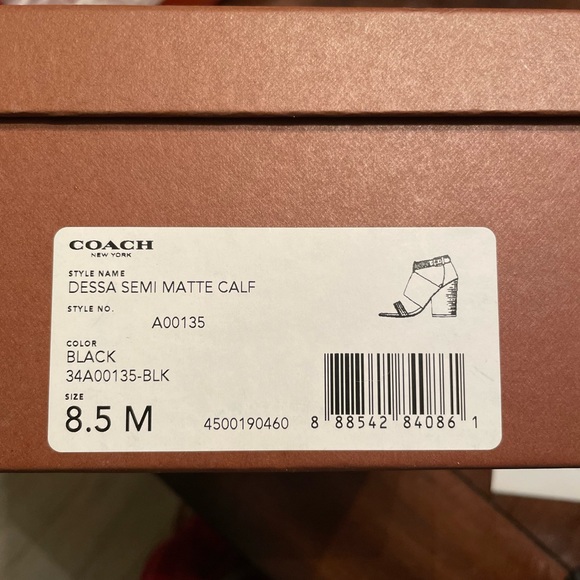 Coach Dessa Studded Block Heeled Sandals - Semi Matte Black Leather 8.5 - Picture 7 of 7